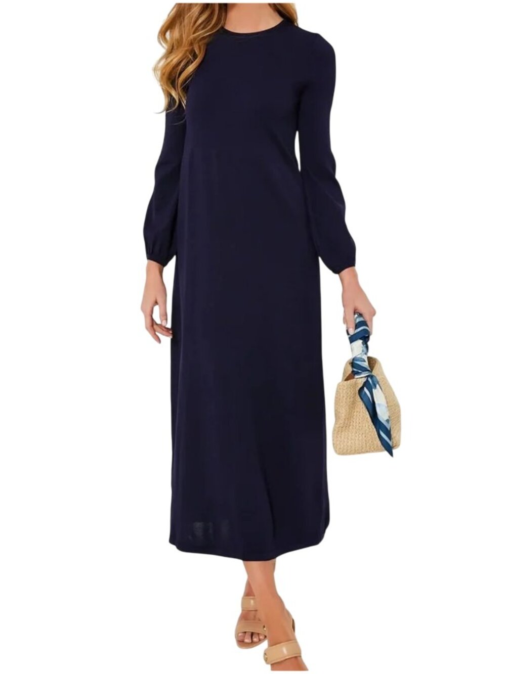 Tuckernuck Pomander Place Lennox Dress navy blue knit sweater maxi S small